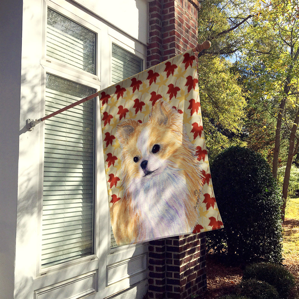 Chihuahua Fall Leaves Portrait Flag Canvas House Size