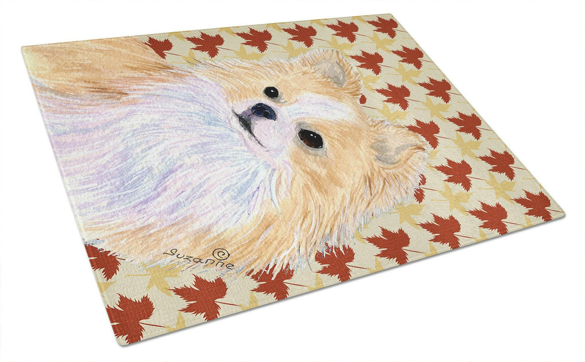 Chihuahua Fall Leaves Portrait Glass Cutting Board Large by Caroline&#39;s Treasures