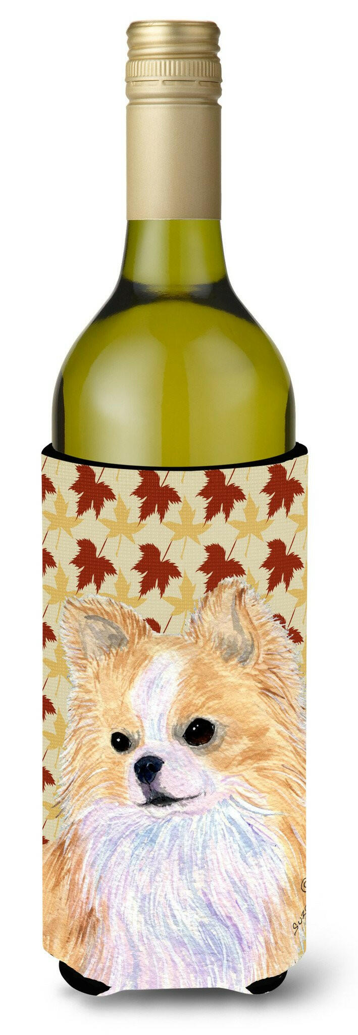 Chihuahua Fall Leaves Portrait Wine Bottle Beverage Insulator Beverage Insulator Hugger SS4383LITERK by Caroline&#39;s Treasures