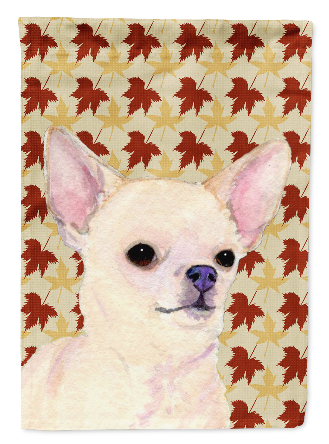 Chihuahua Fall Leaves Portrait Flag Garden Size.