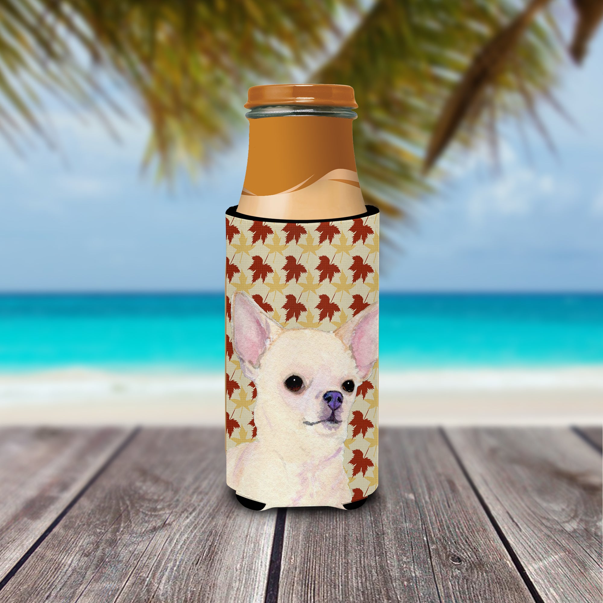 Chihuahua Fall Leaves Portrait Ultra Beverage Insulators for slim cans SS4384MUK.