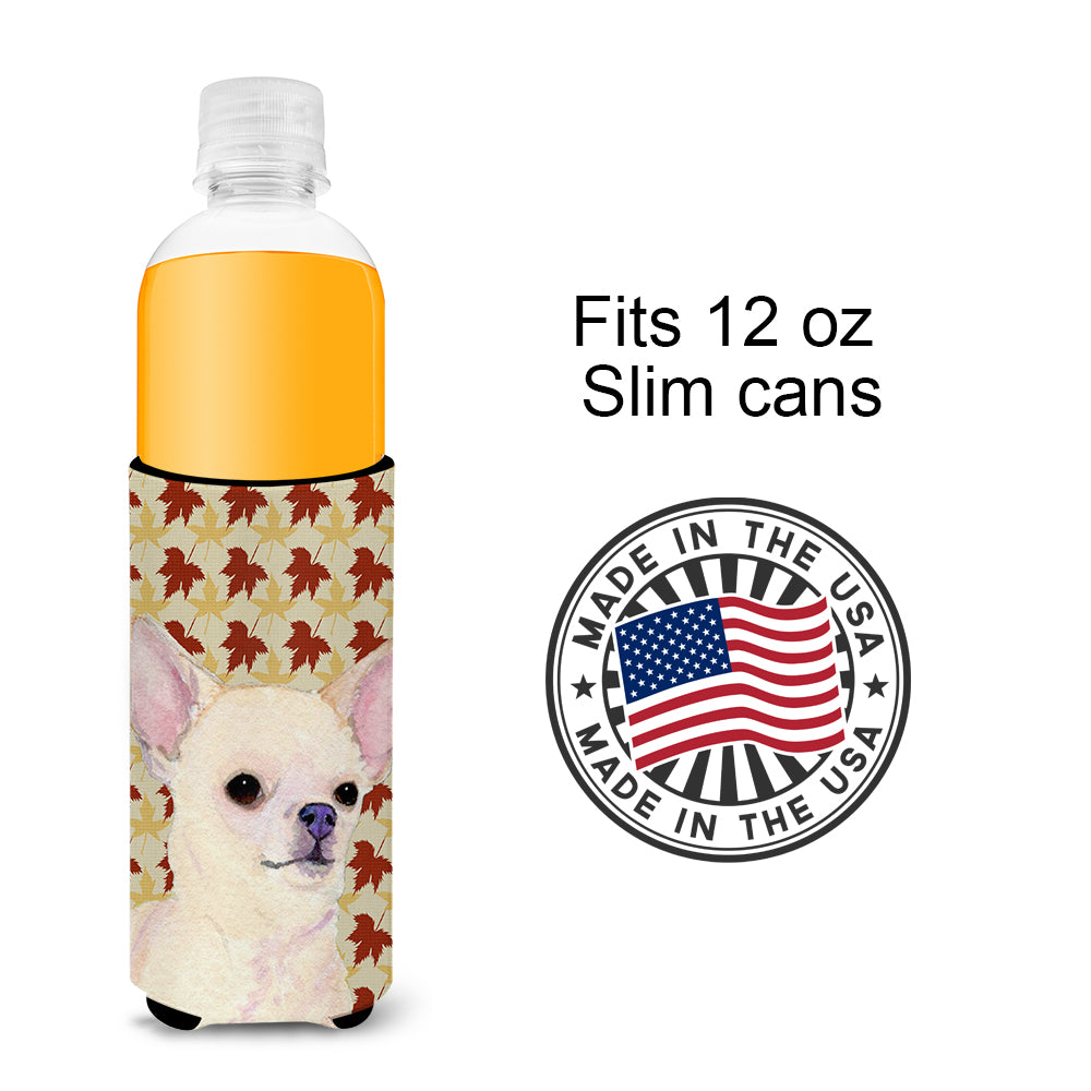 Chihuahua Fall Leaves Portrait Ultra Beverage Insulators for slim cans SS4384MUK.