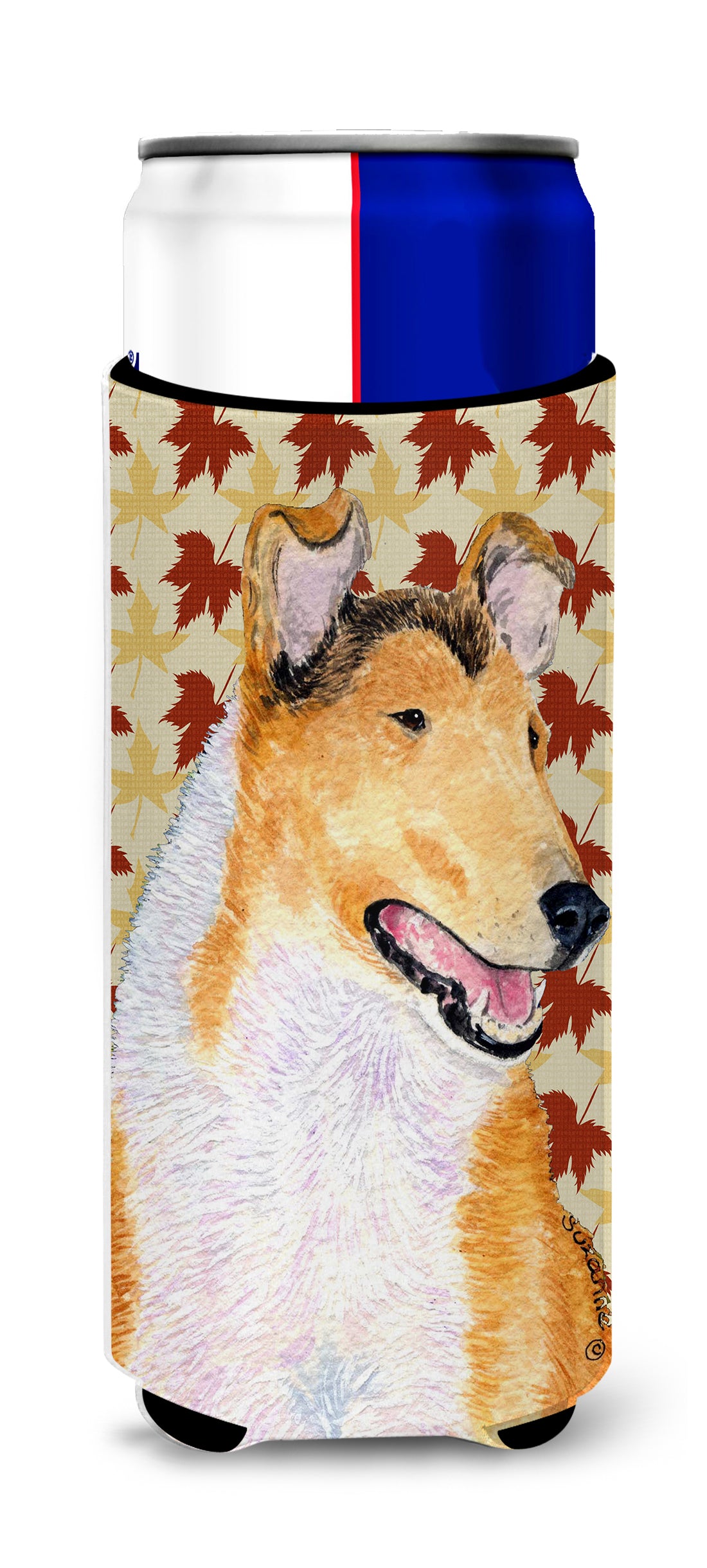 Collie Smooth Fall Leaves Portrait Ultra Beverage Insulators for slim cans SS4386MUK.
