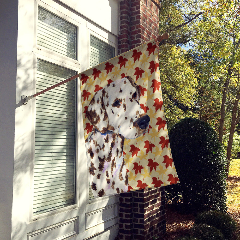 Dalmatian Fall Leaves Portrait Flag Canvas House Size