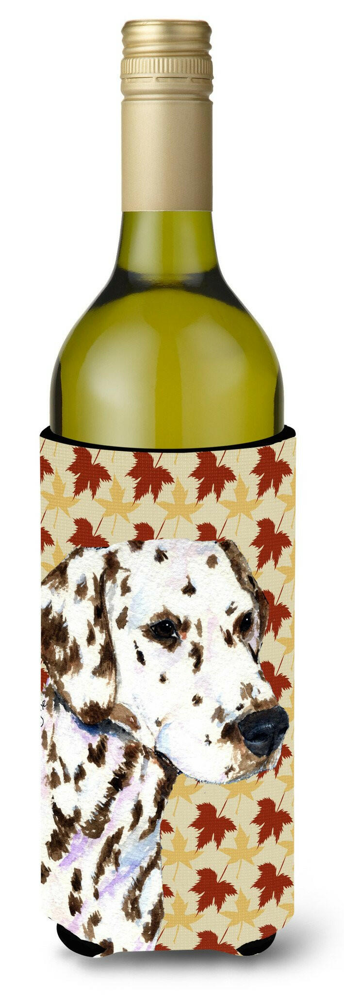 Dalmatian Fall Leaves Portrait Wine Bottle Beverage Insulator Beverage Insulator Hugger SS4387LITERK by Caroline&#39;s Treasures