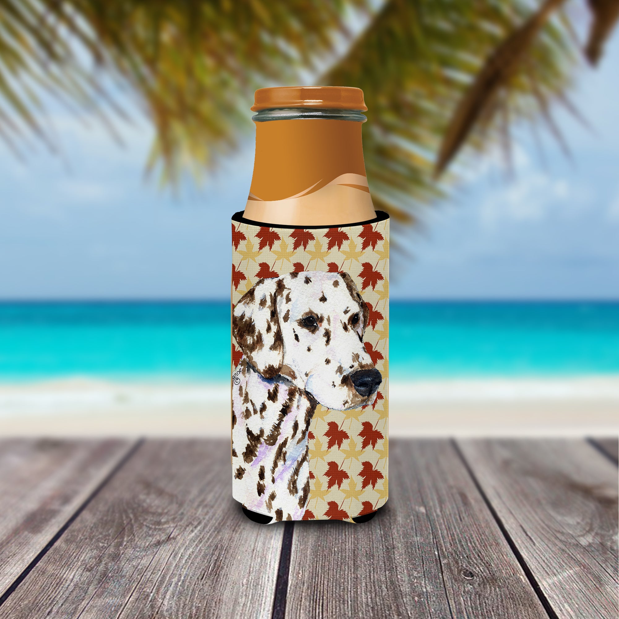 Dalmatian Fall Leaves Portrait Ultra Beverage Insulators for slim cans SS4387MUK.