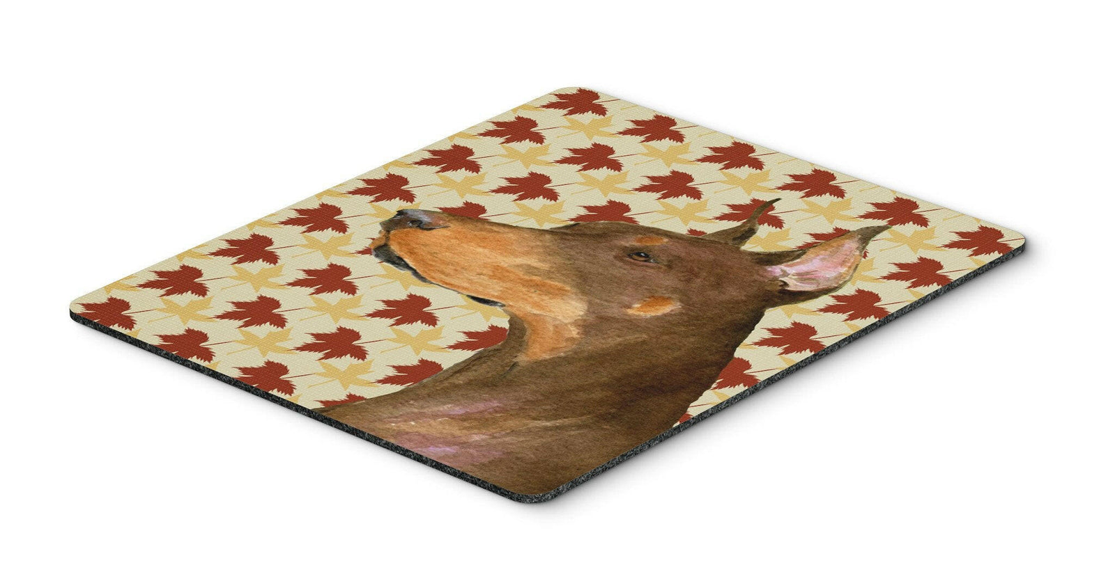 Doberman Fall Leaves Portrait Mouse Pad, Hot Pad or Trivet by Caroline's Treasures