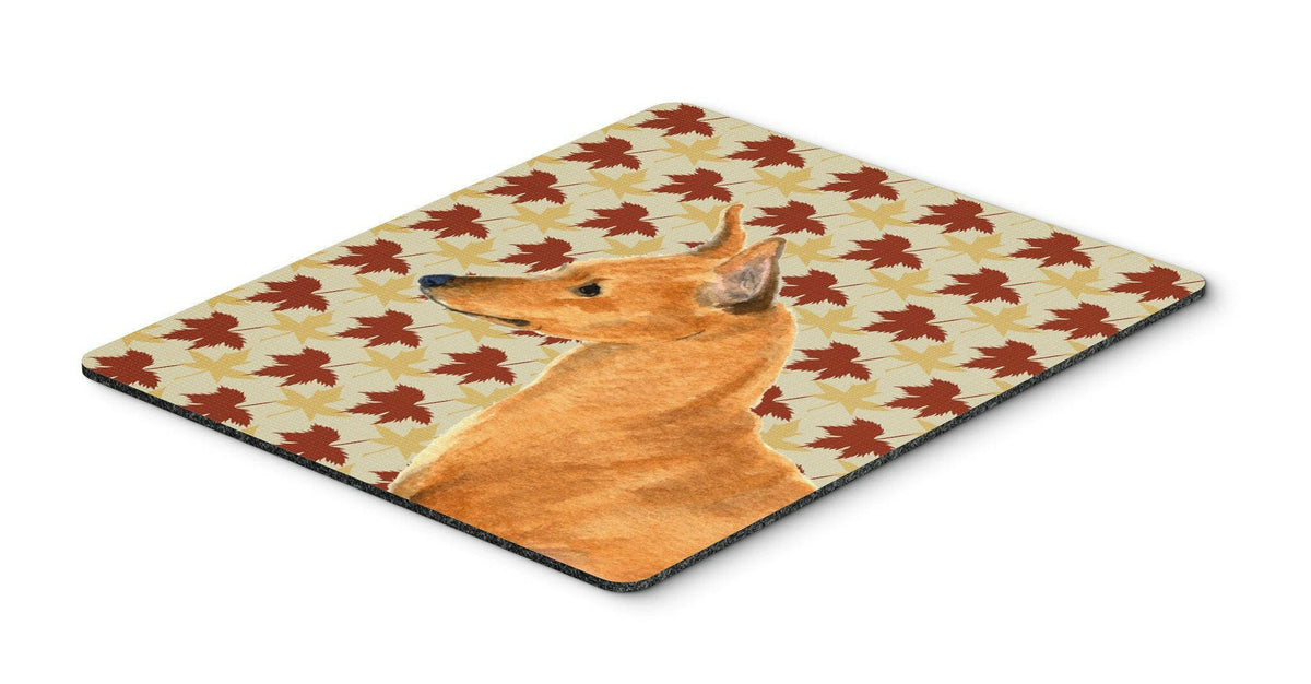 Min Pin Fall Leaves Portrait Mouse Pad, Hot Pad or Trivet by Caroline&#39;s Treasures