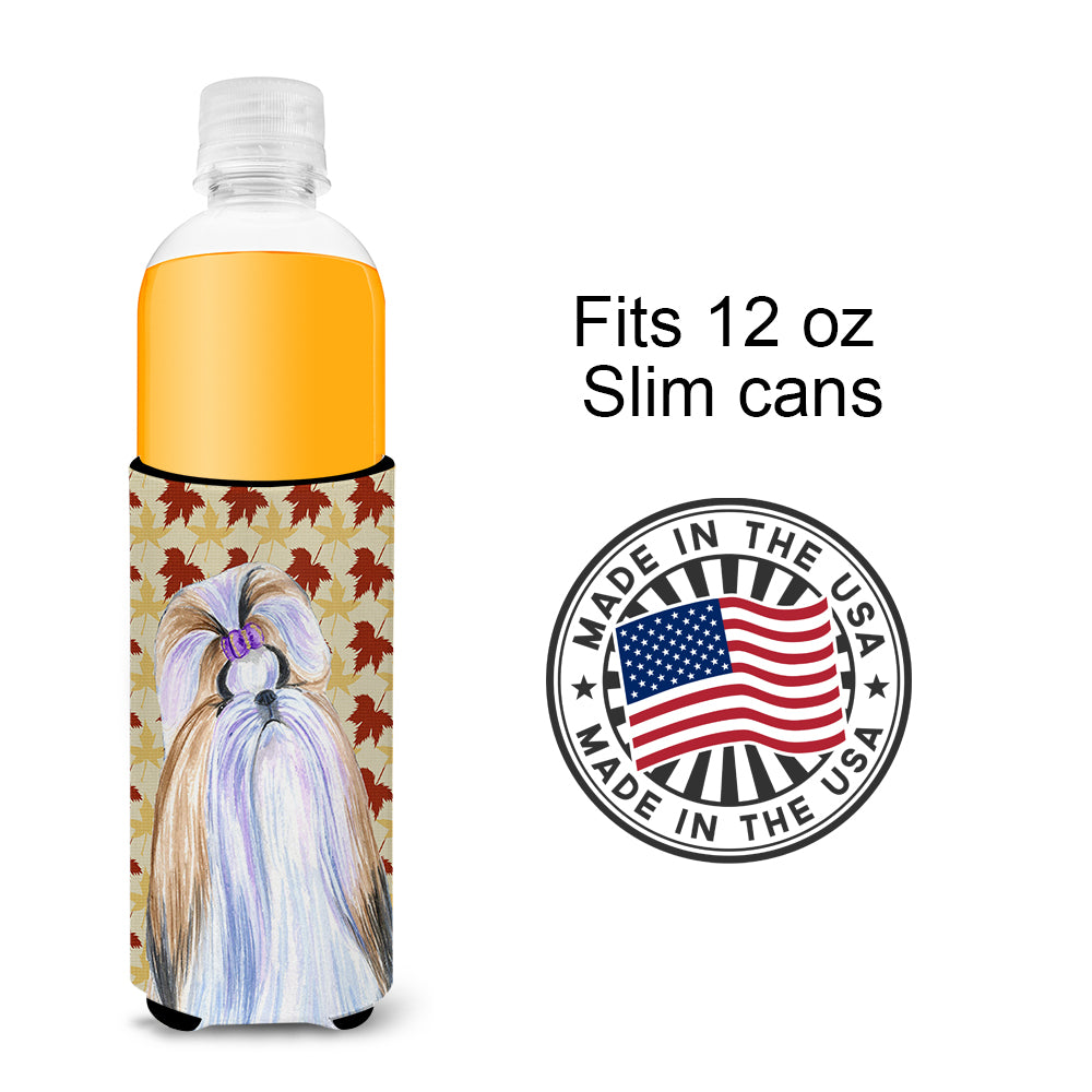Shih Tzu Fall Leaves Portrait Ultra Beverage Insulators for slim cans SS4391MUK.