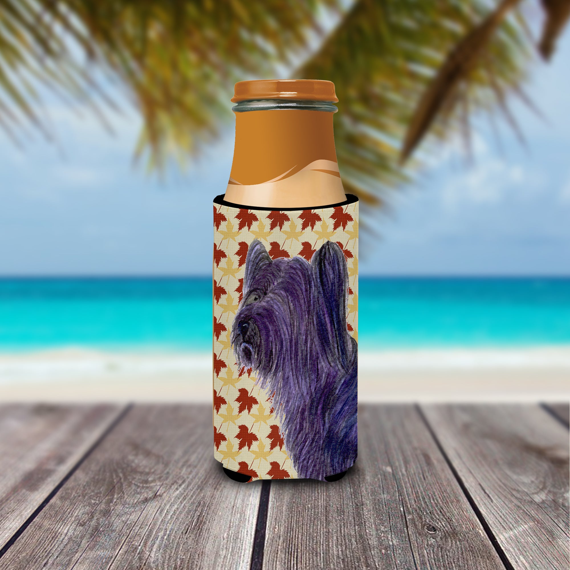 Skye Terrier Fall Leaves Portrait Ultra Beverage Insulators for slim cans SS4393MUK.