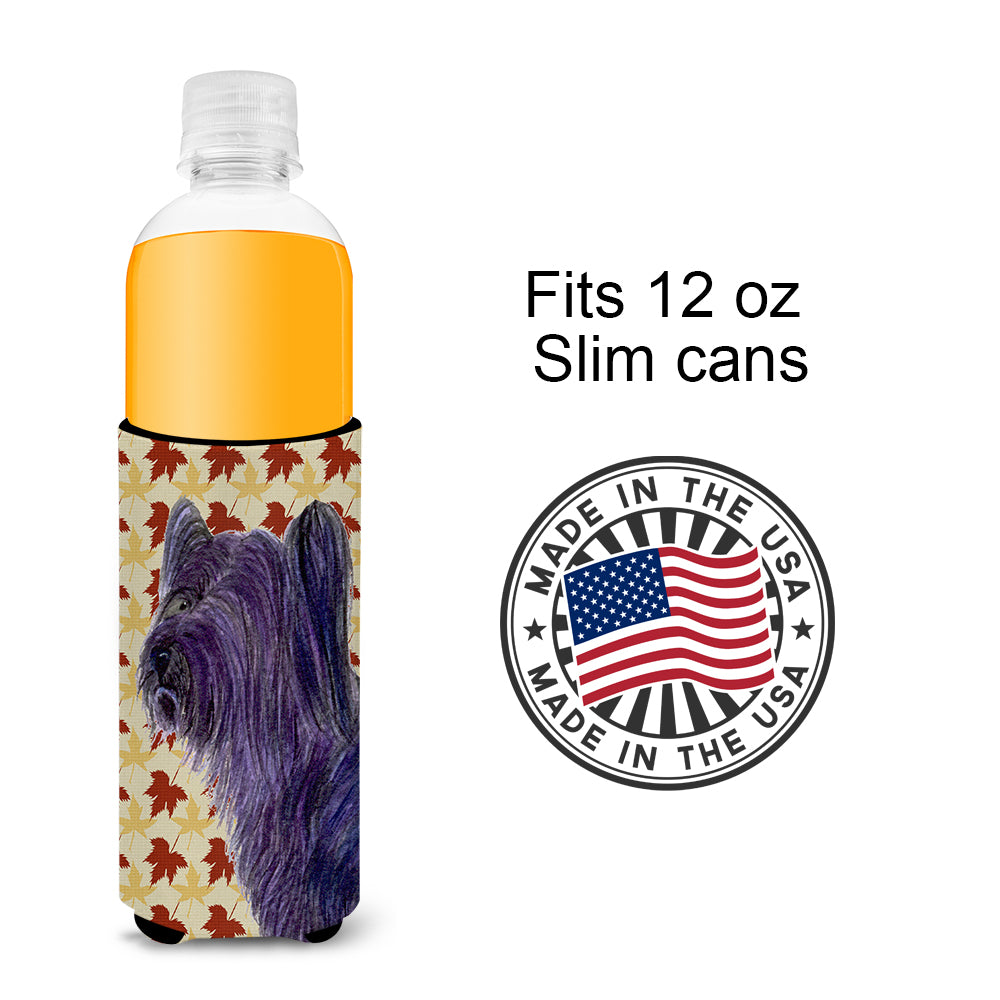 Skye Terrier Fall Leaves Portrait Ultra Beverage Insulators for slim cans SS4393MUK