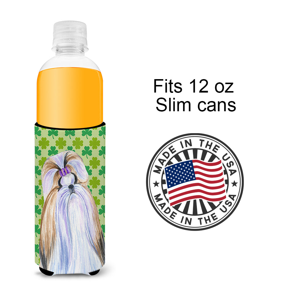Shih Tzu St. Patrick's Day Shamrock Portrait Ultra Beverage Insulators for slim cans SS4396MUK