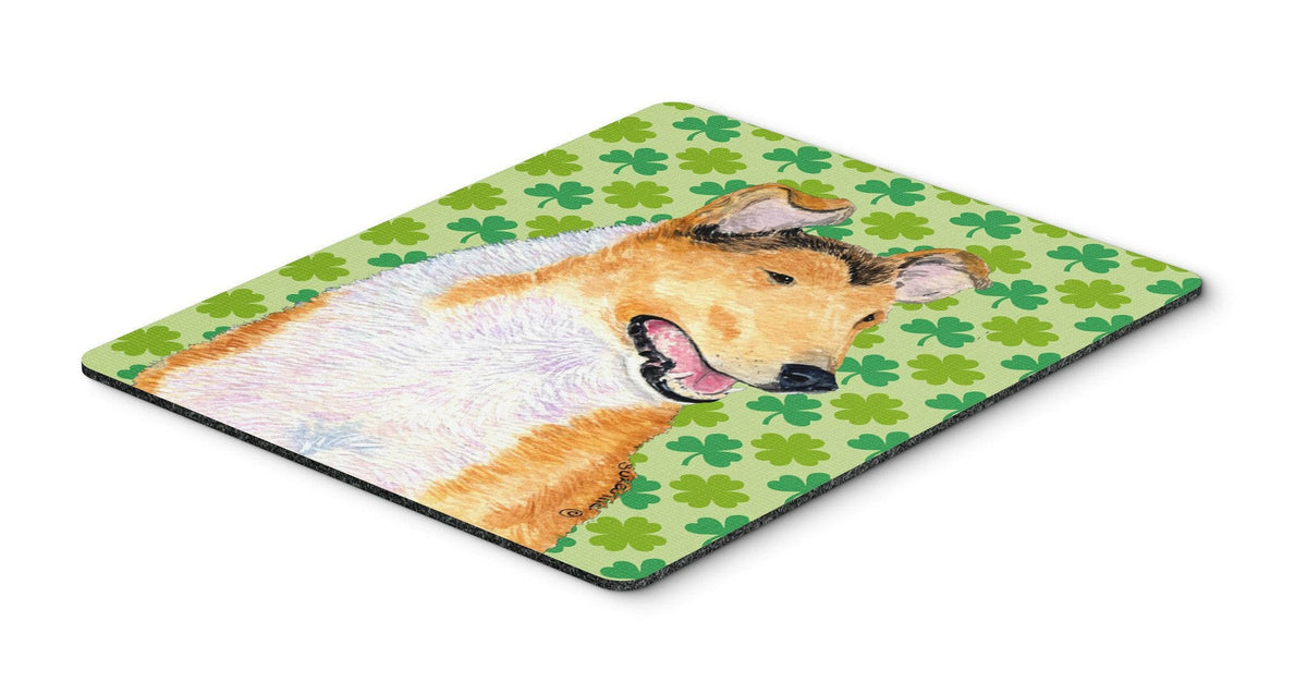 Collie Smooth St. Patrick&#39;s Day Shamrock Portrait Mouse Pad, Hot Pad or Trivet by Caroline&#39;s Treasures
