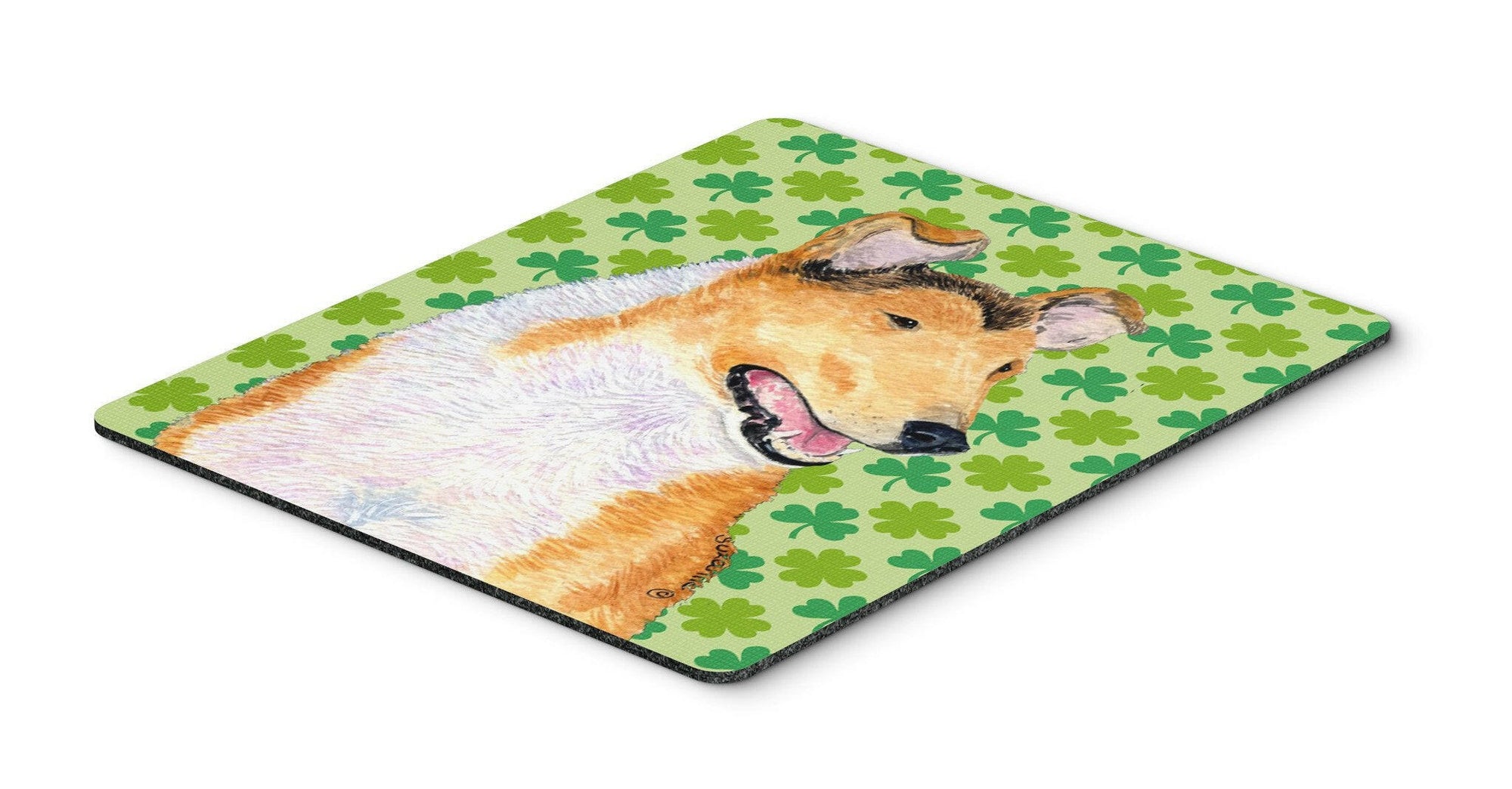 Collie Smooth St. Patrick's Day Shamrock Portrait Mouse Pad, Hot Pad or Trivet by Caroline's Treasures
