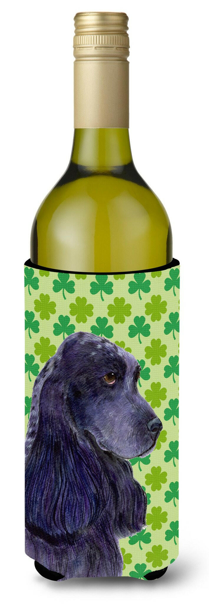 Cocker Spaniel St. Patrick&#39;s Day Shamrock Portrait Wine Bottle Beverage Insulator Beverage Insulator Hugger by Caroline&#39;s Treasures