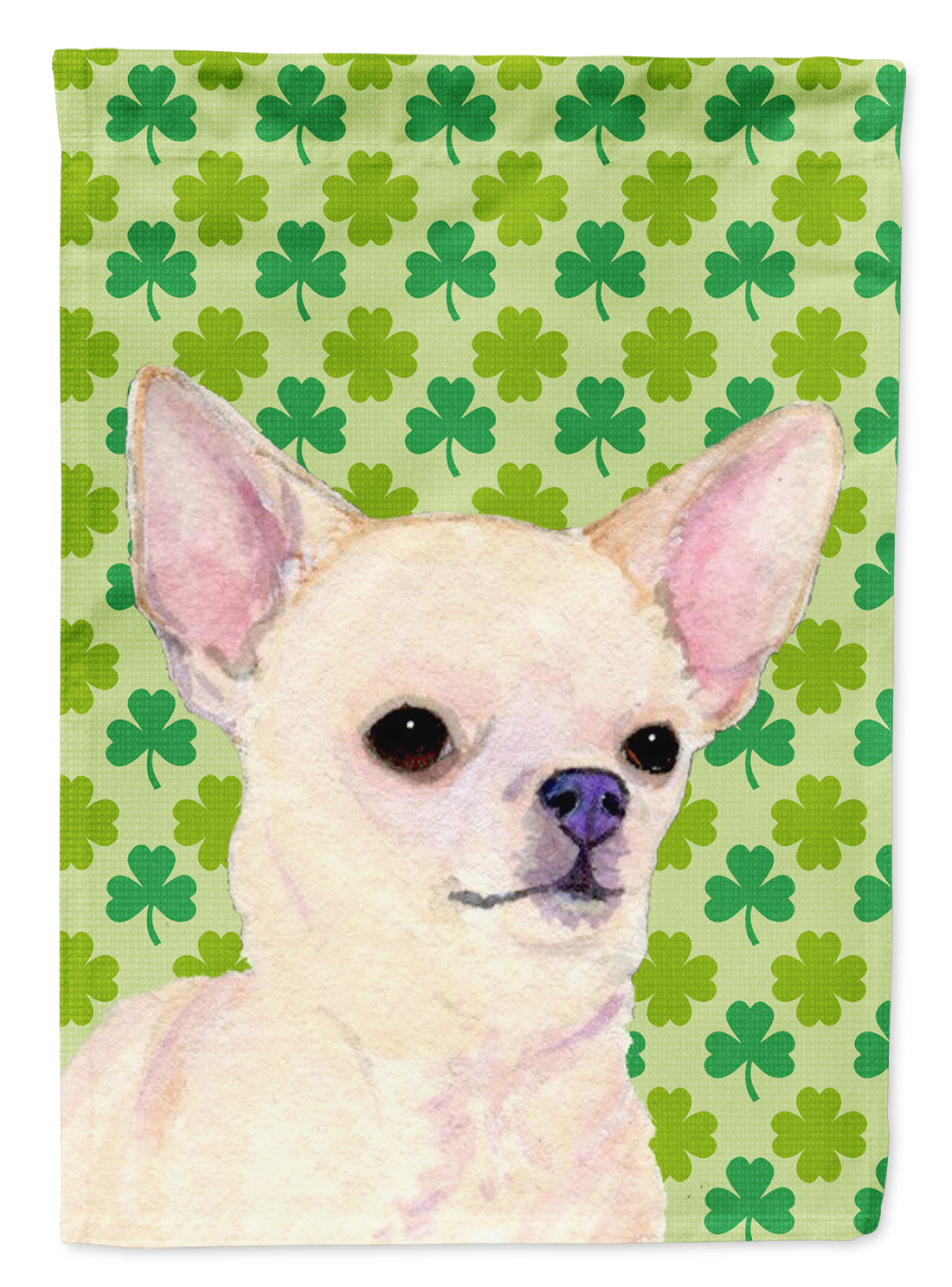 Chihuahua St. Patrick&#39;s Day Shamrock Portrait Flag Canvas House Size  the-store.com.