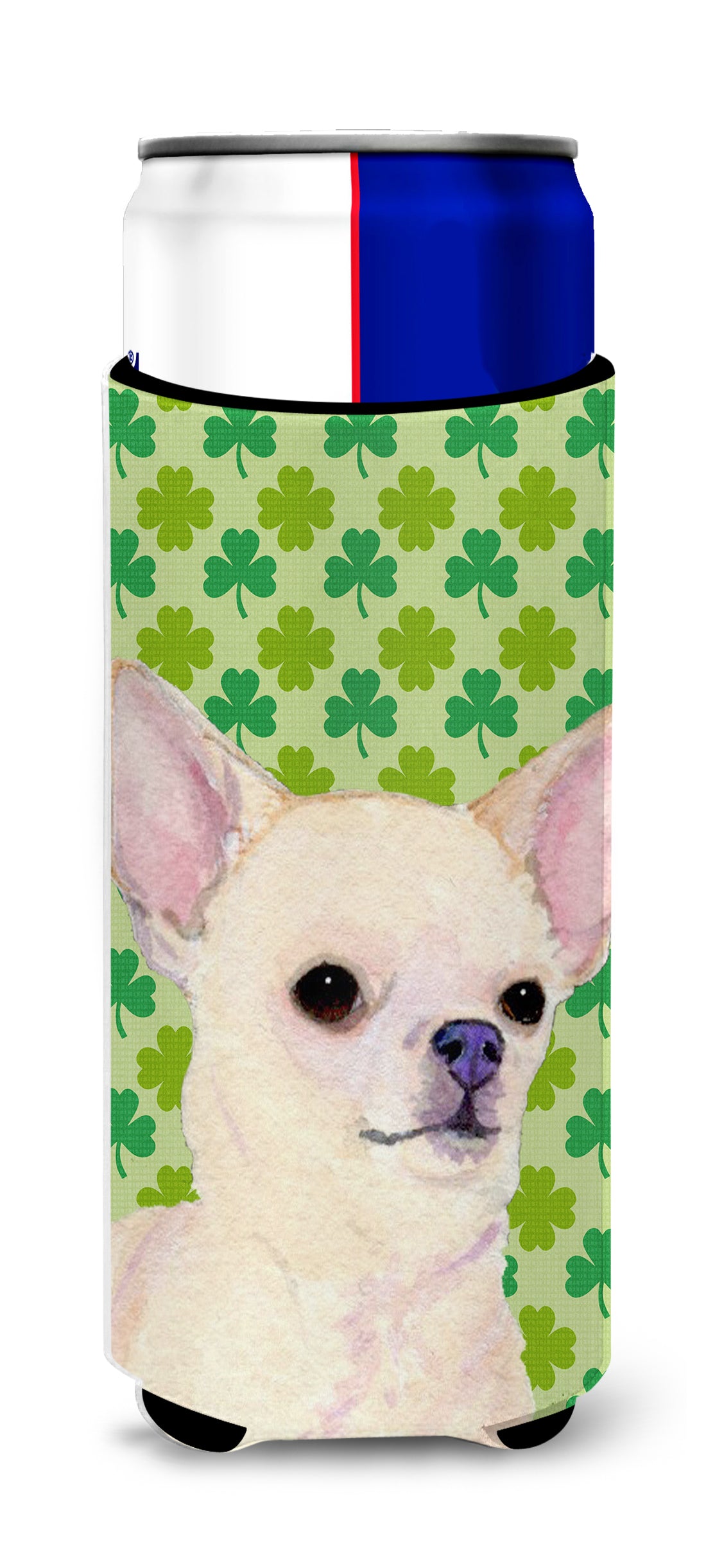 Chihuahua St. Patrick's Day Shamrock Portrait Ultra Beverage Insulators for slim cans SS4403MUK.