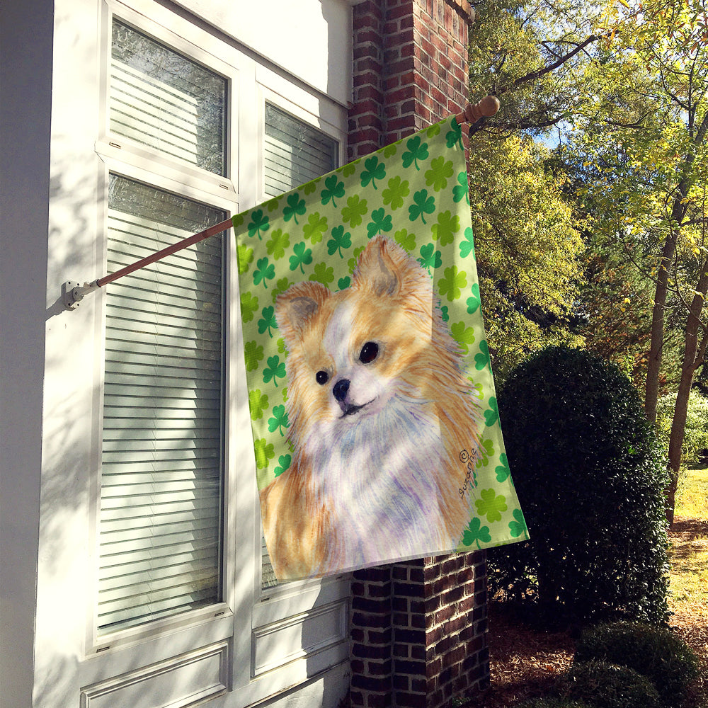 Chihuahua St. Patrick's Day Shamrock Portrait Flag Canvas House Size