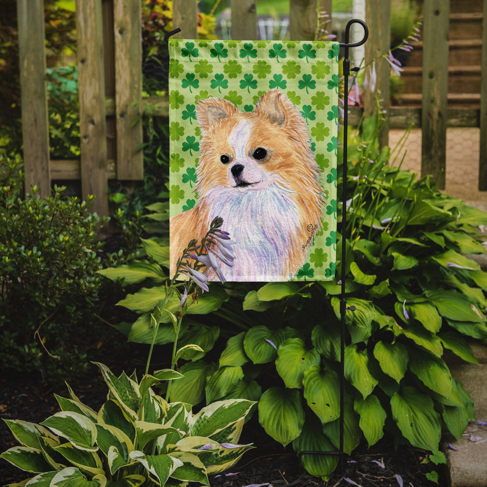 Chihuahua St. Patrick's Day Shamrock Portrait Flag Garden Size.