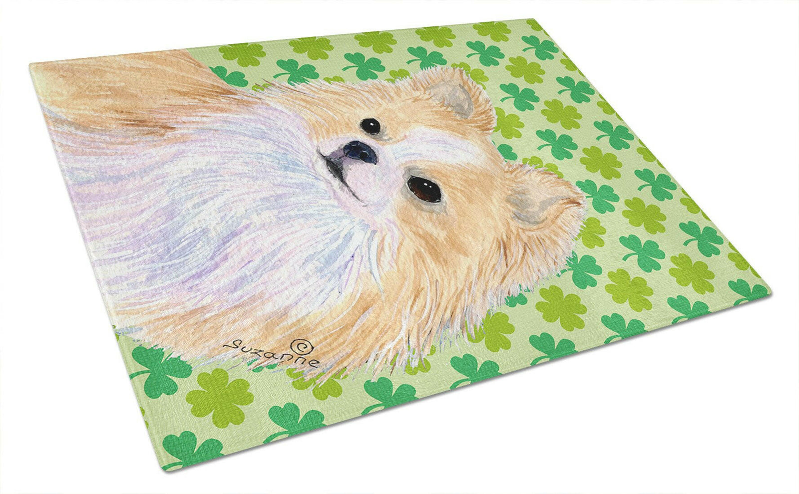Chihuahua St. Patrick's Day Shamrock Portrait Glass Cutting Board Large by Caroline's Treasures