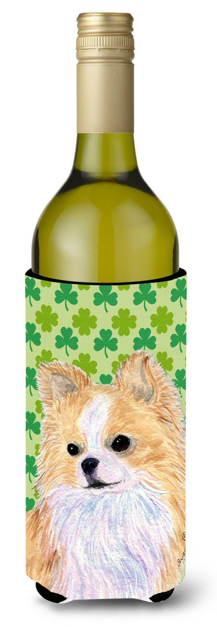 Chihuahua St. Patrick&#39;s Day Shamrock  Wine Bottle Beverage Insulator Beverage Insulator Hugger by Caroline&#39;s Treasures