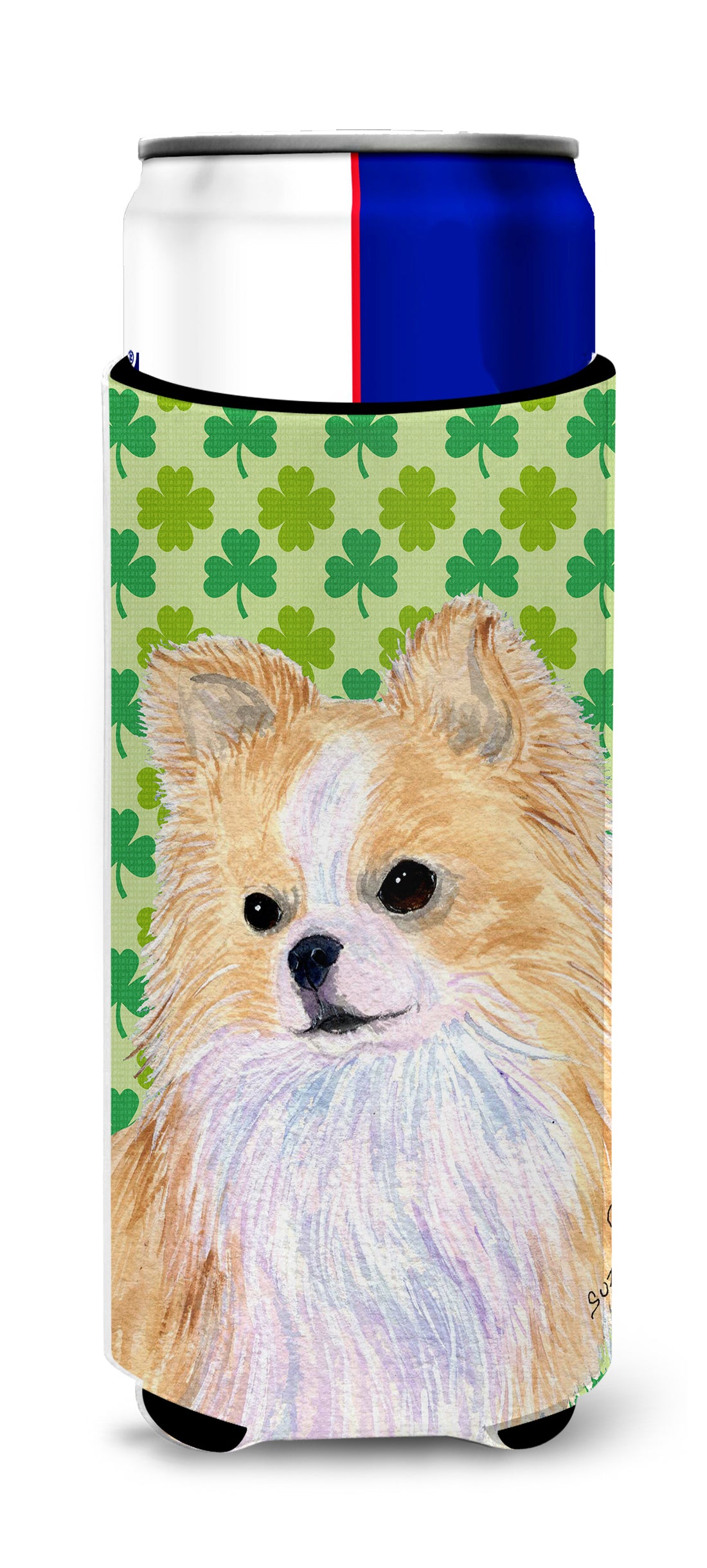 Chihuahua St. Patrick&#39;s Day Shamrock Portrait Ultra Beverage Insulators for slim cans SS4404MUK