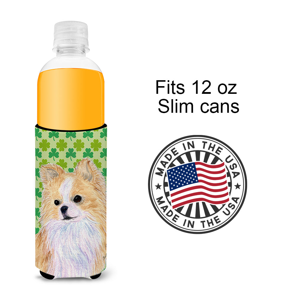 Chihuahua St. Patrick's Day Shamrock Portrait Ultra Beverage Insulators for slim cans SS4404MUK