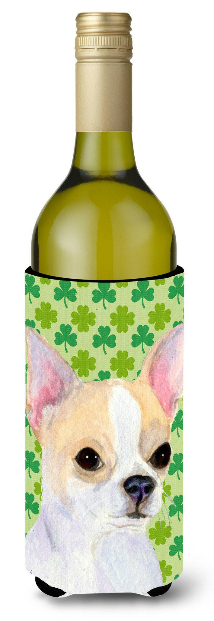 Chihuahua St. Patrick&#39;s Day Shamrock  Wine Bottle Beverage Insulator Beverage Insulator Hugger by Caroline&#39;s Treasures
