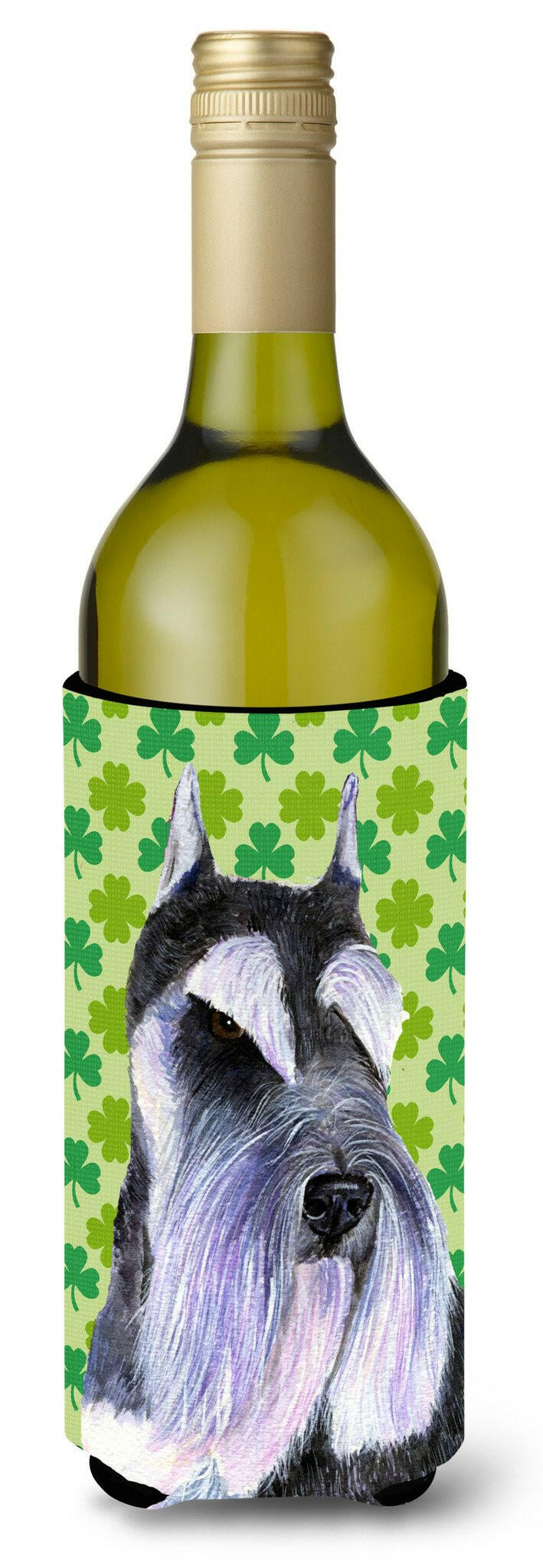 Schnauzer St. Patrick&#39;s Day Shamrock  Wine Bottle Beverage Insulator Beverage Insulator Hugger by Caroline&#39;s Treasures