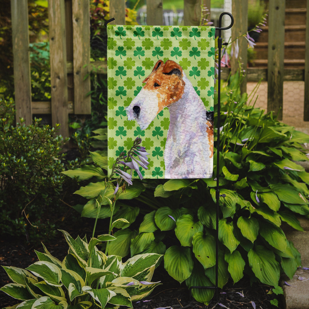 Fox Terrier St. Patrick's Day Shamrock Portrait Flag Garden Size