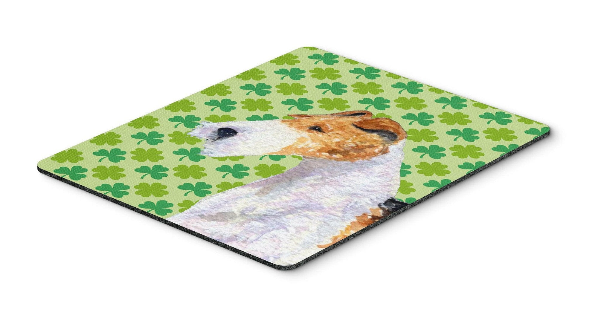 Fox Terrier St. Patrick's Day Shamrock Portrait Mouse Pad, Hot Pad or Trivet by Caroline's Treasures