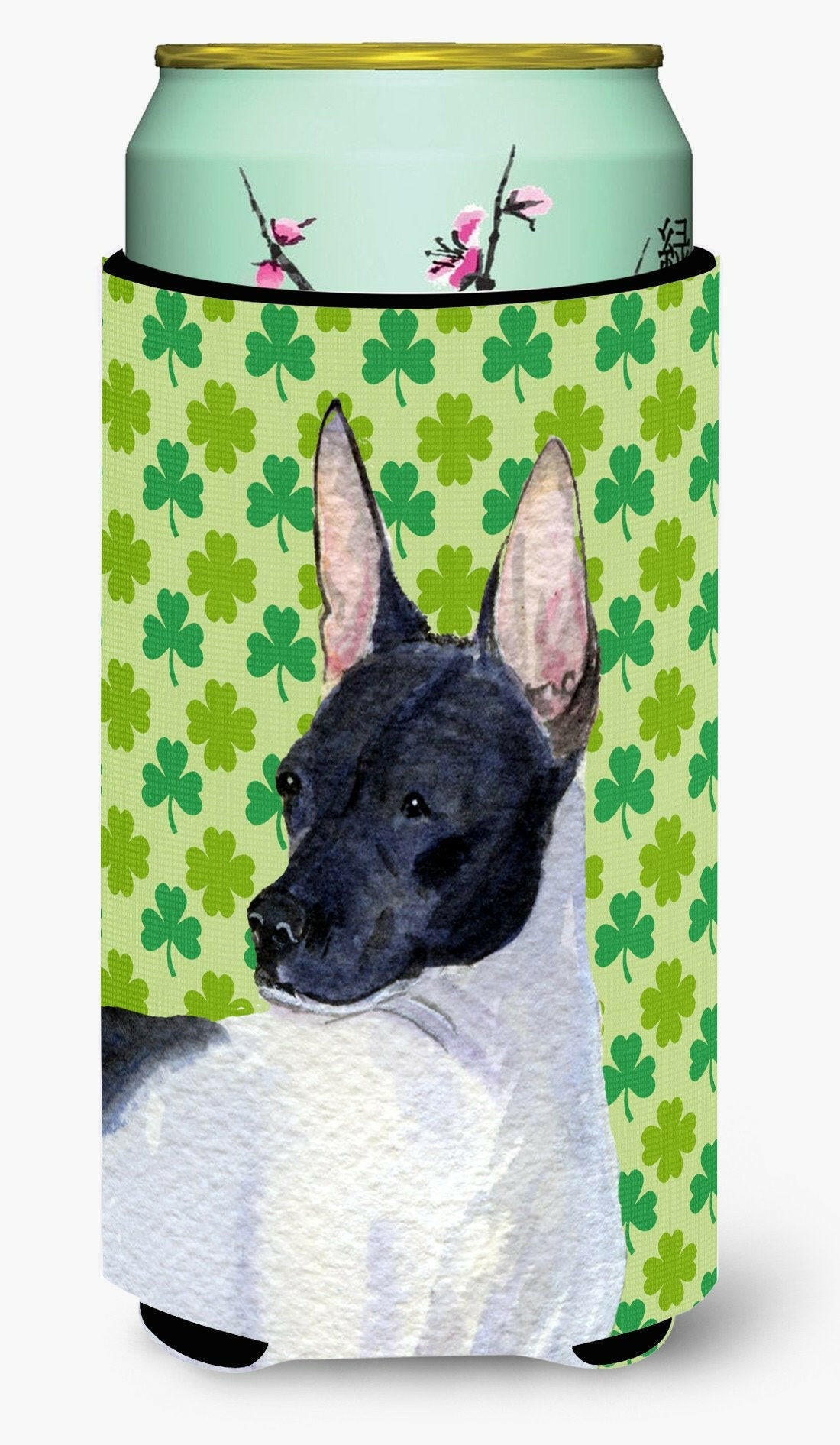 Rat Terrier St. Patrick&#39;s Day Shamrock Portrait  Tall Boy Beverage Insulator Beverage Insulator Hugger by Caroline&#39;s Treasures