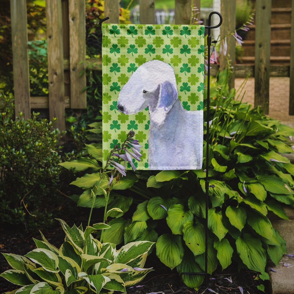 Bedlington Terrier St. Patrick's Day Shamrock Portrait Flag Garden Size
