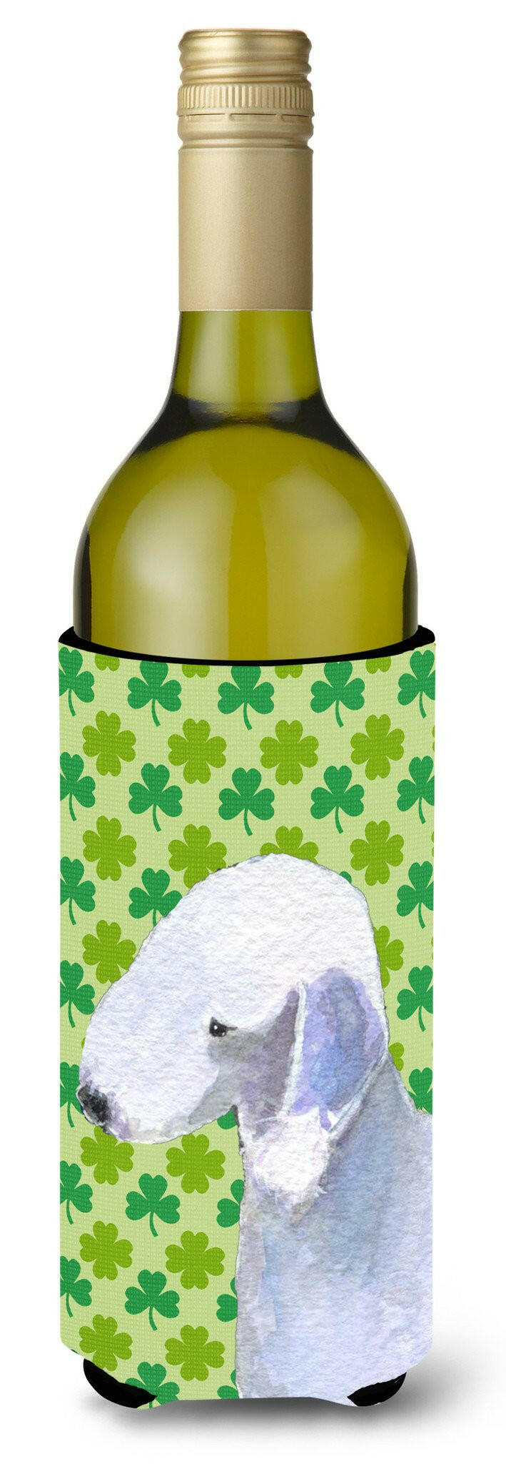 Bedlington Terrier St. Patrick's Day Shamrock  Wine Bottle Beverage Insulator Beverage Insulator Hugger by Caroline's Treasures