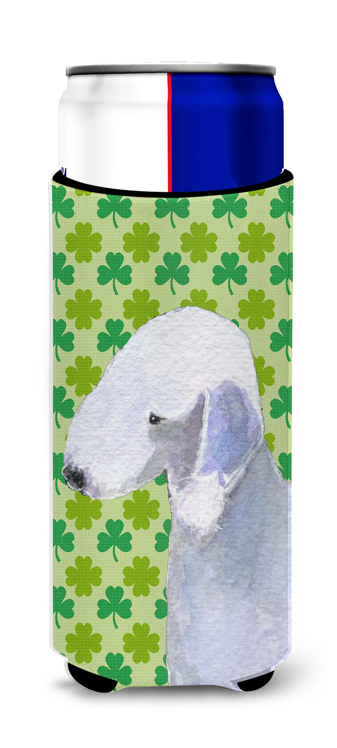 Bedlington Terrier St. Patrick&#39;s Day Shamrock Portrait Ultra Beverage Isolateurs pour canettes minces SS4414MUK
