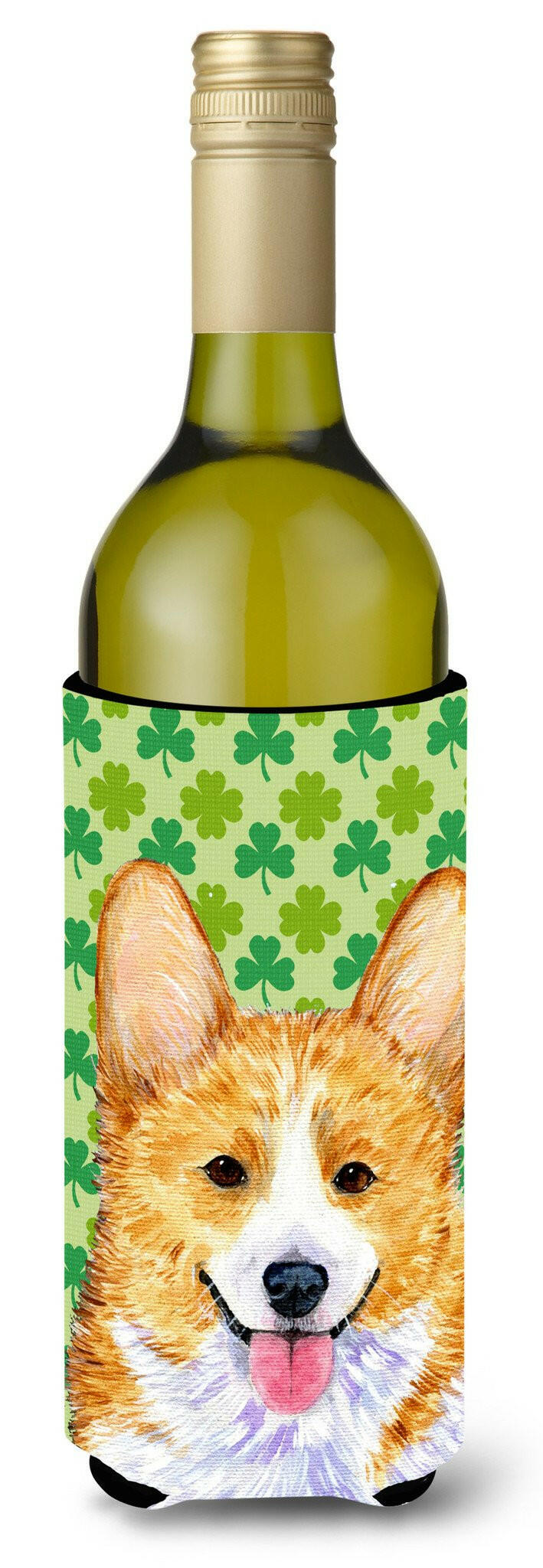 Corgi St. Patrick&#39;s Day Shamrock  Wine Bottle Beverage Insulator Beverage Insulator Hugger by Caroline&#39;s Treasures