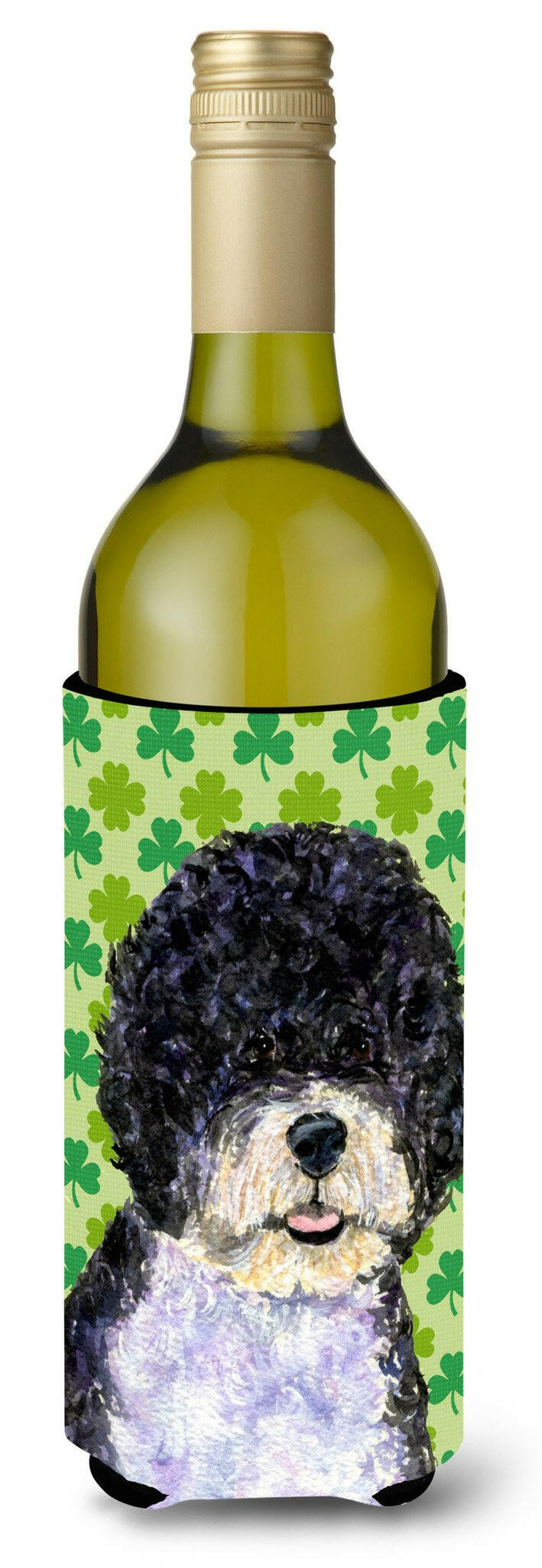 Portuguese Water Dog St. Patrick&#39;s Day Shamrock Wine Bottle Beverage Insulator Beverage Insulator Hugger by Caroline&#39;s Treasures