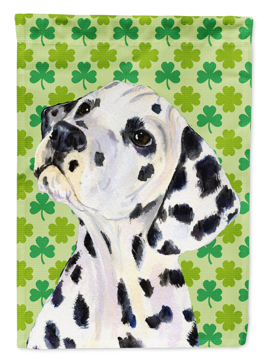 Dalmatian St. Patrick&#39;s Day Shamrock Portrait Flag Canvas House Size  the-store.com.