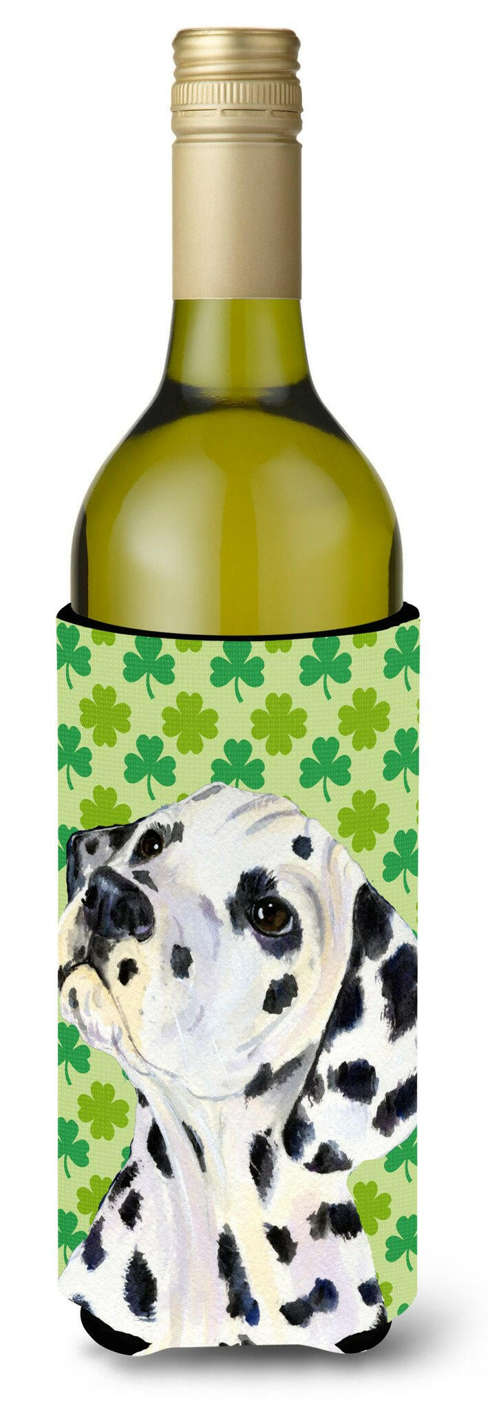 Dalmatian St. Patrick&#39;s Day Shamrock  Wine Bottle Beverage Insulator Beverage Insulator Hugger by Caroline&#39;s Treasures