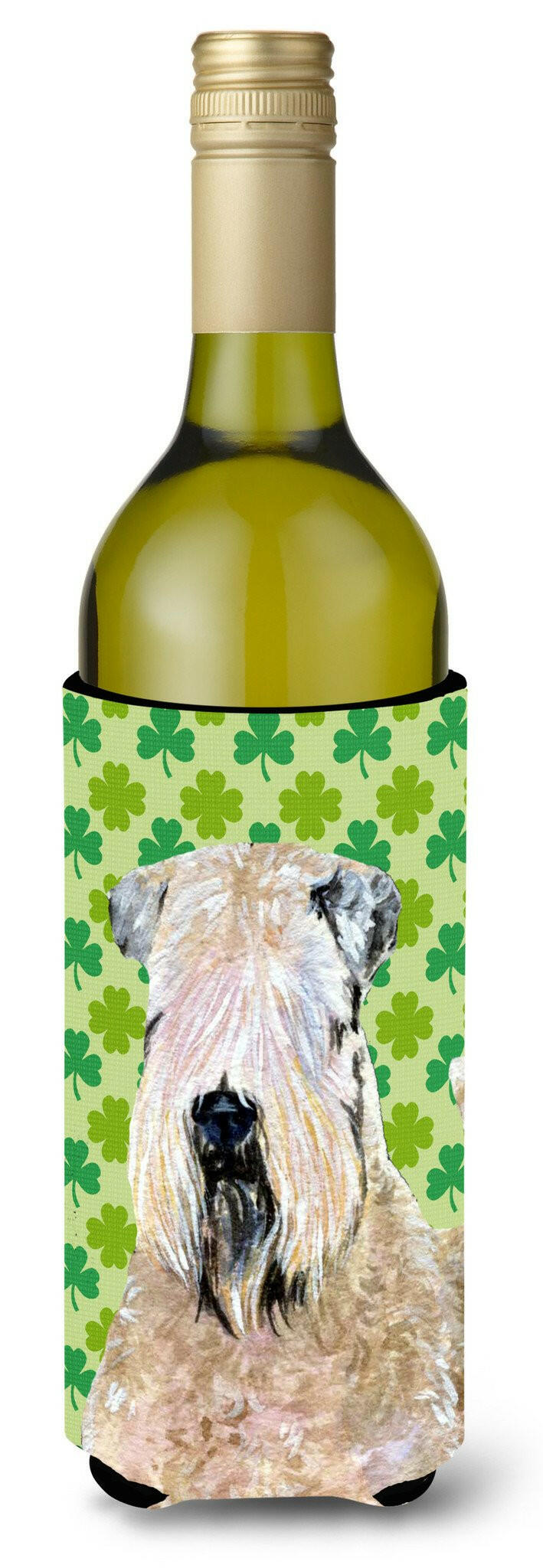 Wheaten Terrier Soft Coated St. Patrick&#39;s Day Shamrock Wine Bottle Beverage Insulator by Caroline&#39;s Treasures