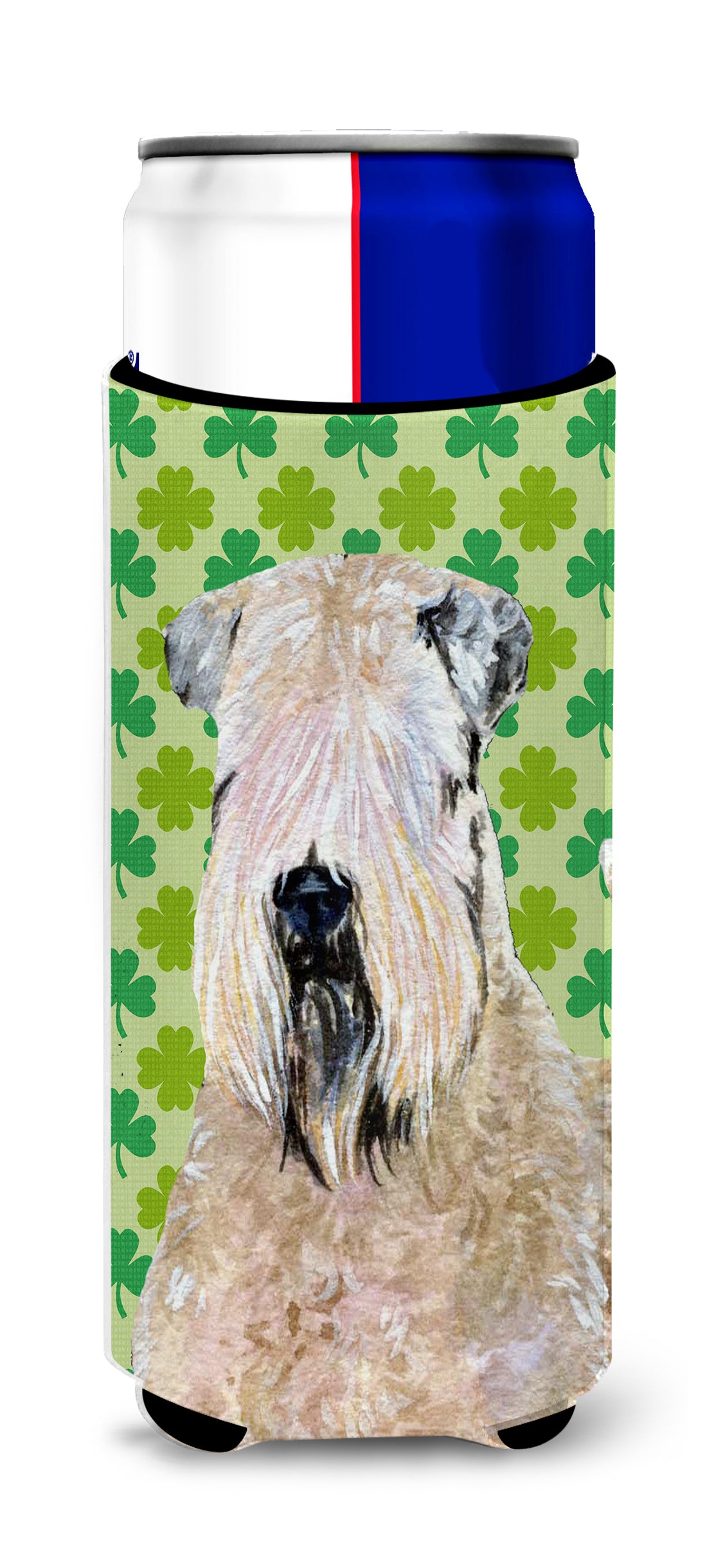 Wheaten Terrier Soft Coated St. Patrick&#39;s Day Shamrock Ultra Beverage Insulators for slim cans SS4424MUK.