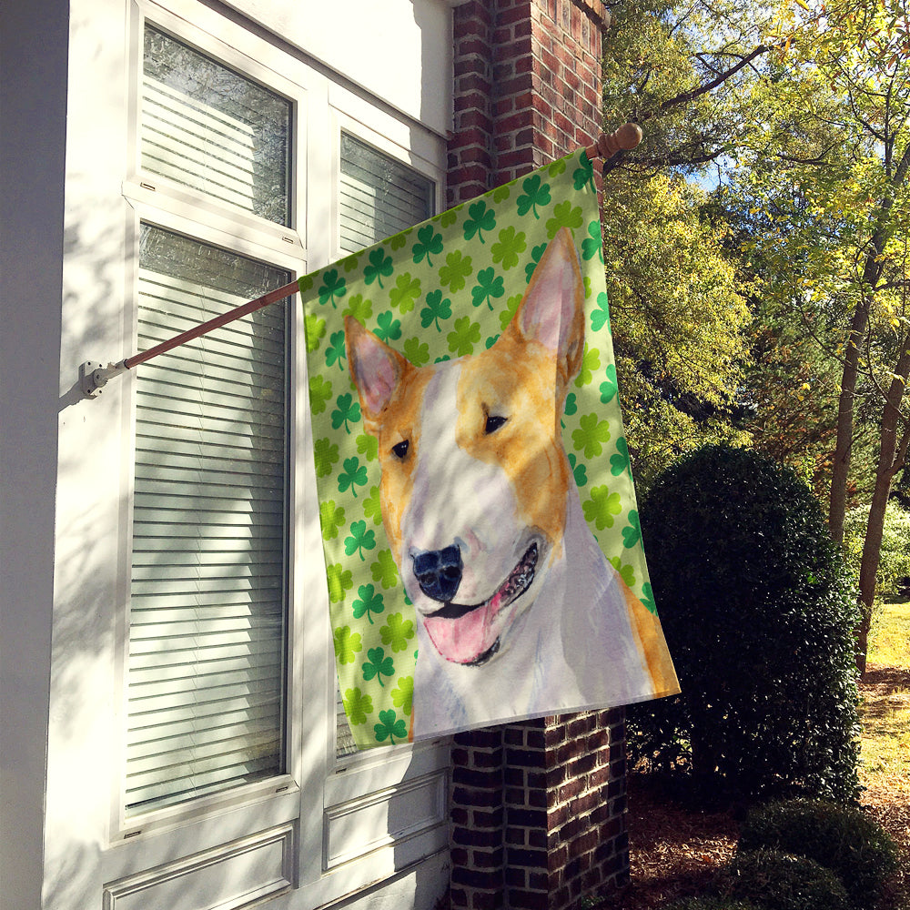 Bull Terrier St. Patrick's Day Shamrock Portrait Flag Canvas House Size  the-store.com.