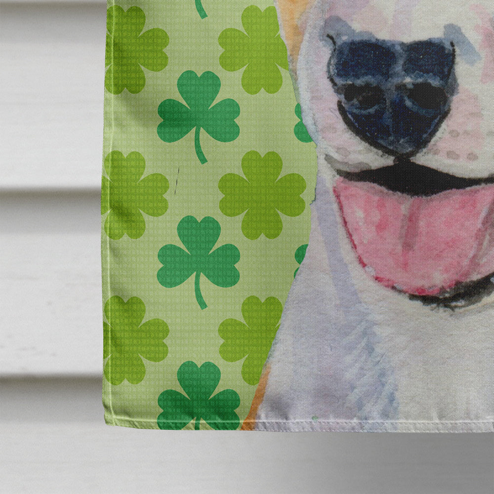 Bull Terrier St. Patrick's Day Shamrock Portrait Drapeau Toile Taille de la maison