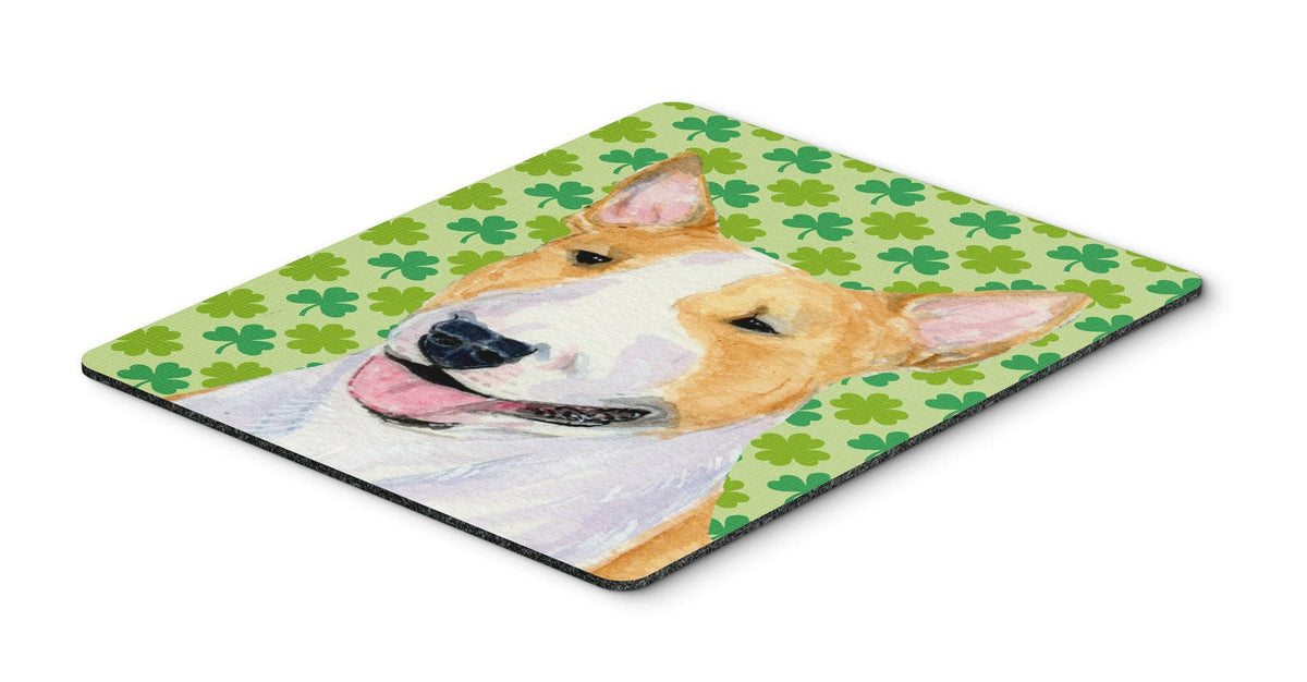 Bull Terrier St. Patrick&#39;s Day Shamrock Portrait Mouse Pad, Hot Pad or Trivet by Caroline&#39;s Treasures