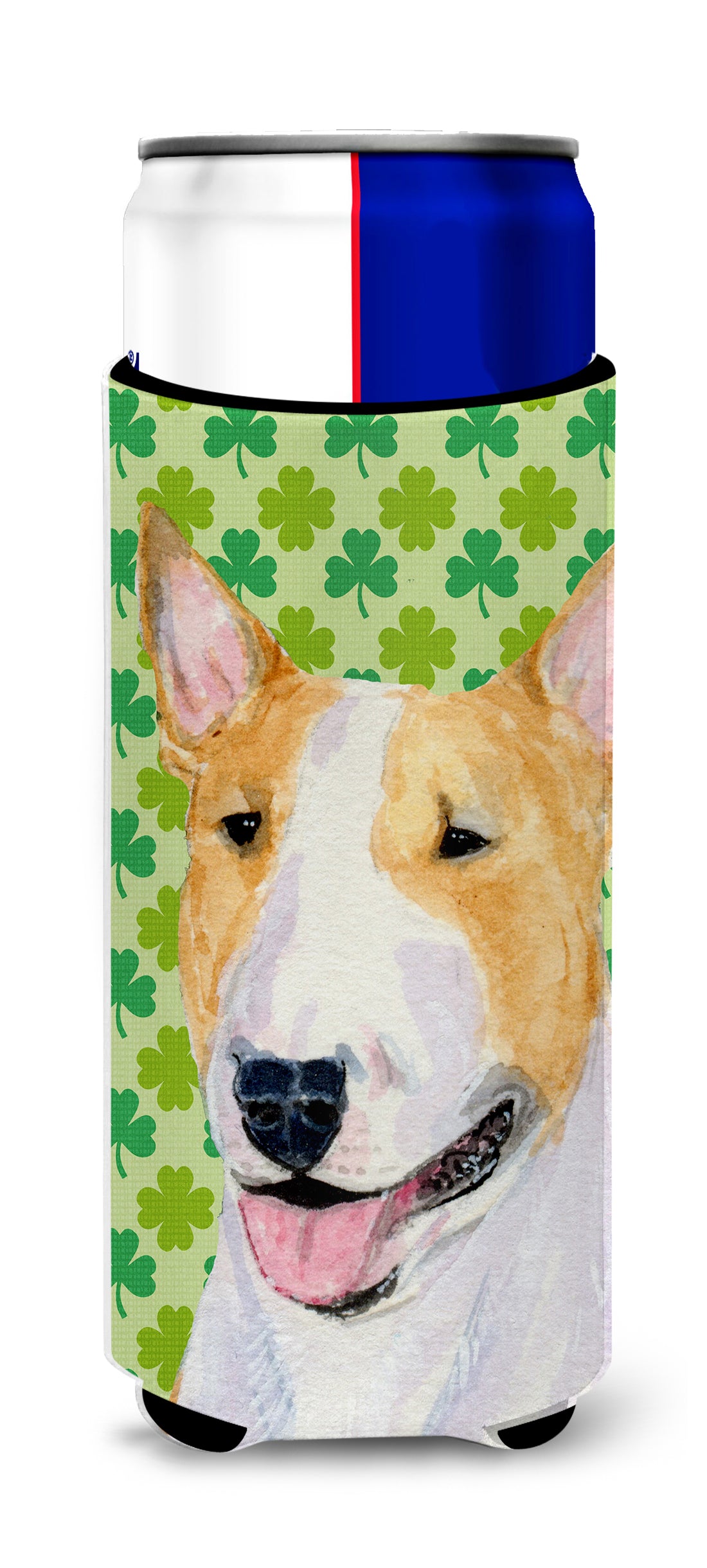 Bull Terrier St. Patrick&#39;s Day Shamrock Portrait Ultra Beverage Insulators for slim cans SS4427MUK