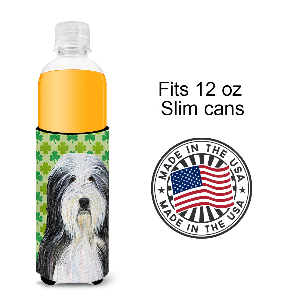 Bearded Collie St. Patrick's Day Shamrock Portrait Ultra Beverage Insulators for slim cans SS4428MUK