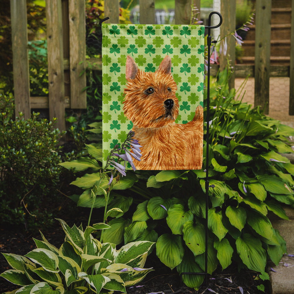 Norwich Terrier St. Patrick's Day Shamrock Portrait Flag Garden Size