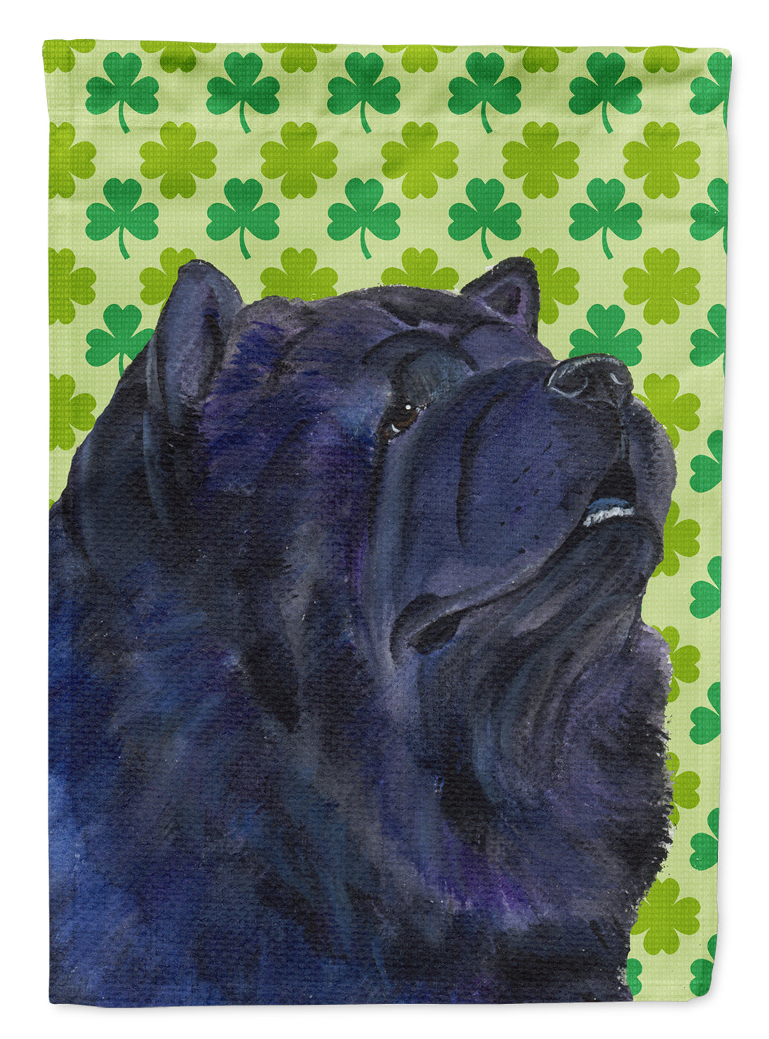 Chow Chow St. Patrick&#39;s Day Shamrock Portrait Flag Canvas House Size  the-store.com.