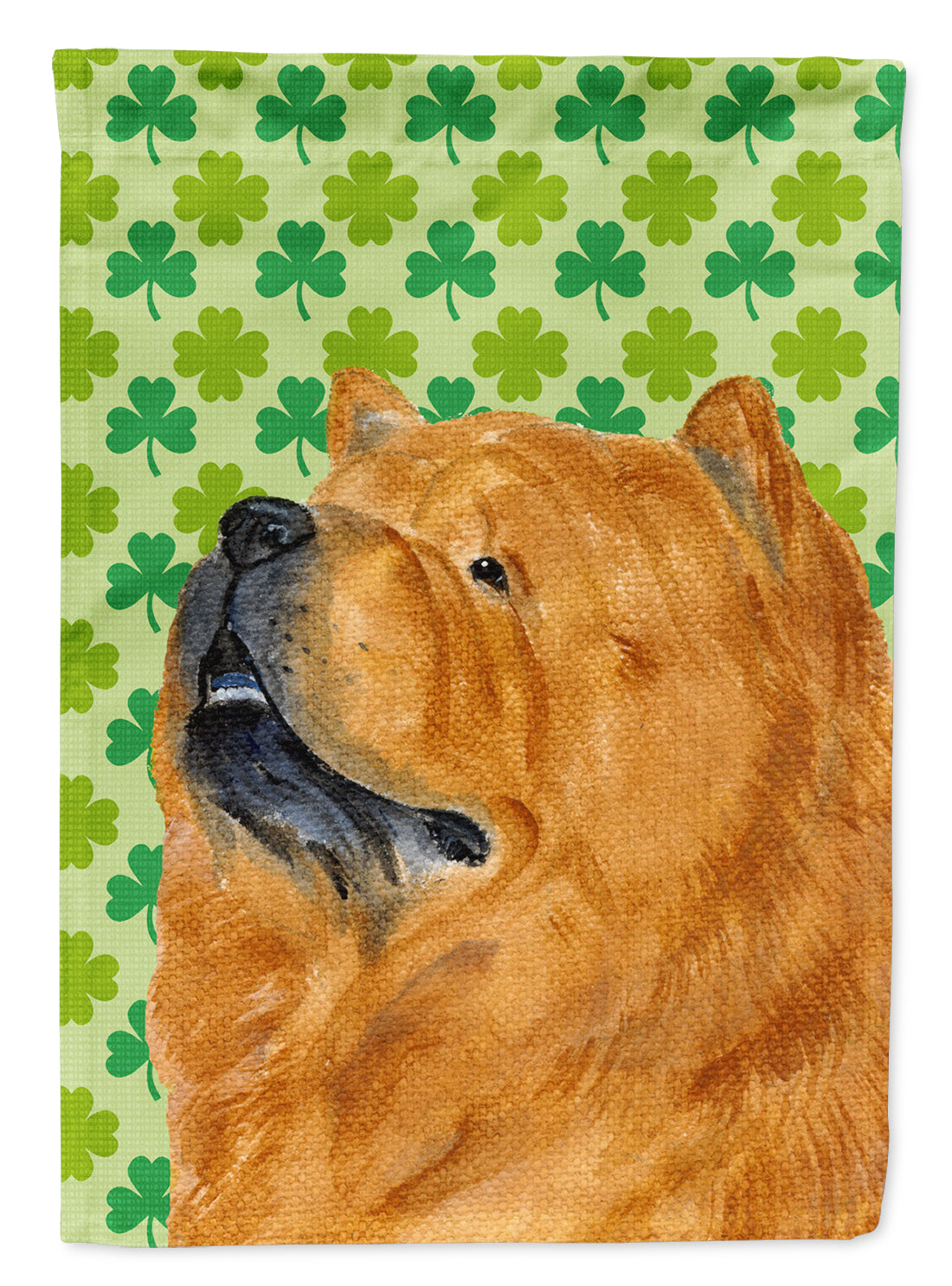 Chow Chow St. Patrick&#39;s Day Shamrock Portrait Flag Canvas House Size  the-store.com.