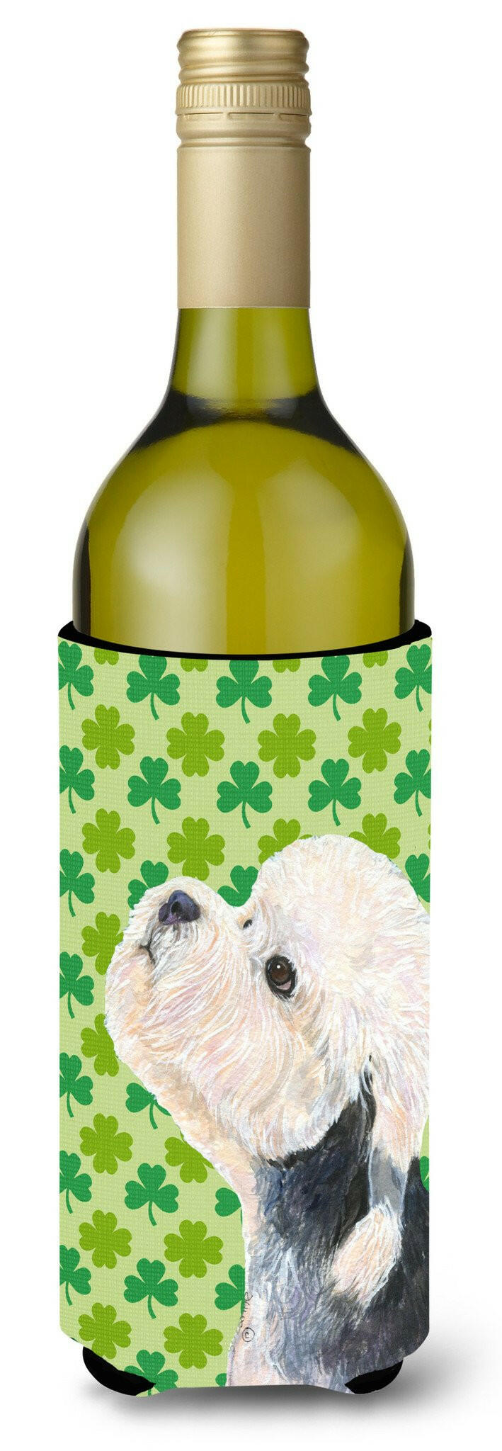 Dandie Dinmont Terrier St. Patrick&#39;s Day Shamrock Wine Bottle Beverage Insulator Beverage Insulator Hugger by Caroline&#39;s Treasures